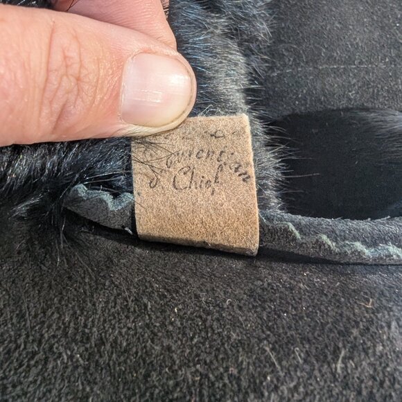 Laurentian Chief Black Fur and Suede Moccasin Boots with Tie Details - Picture 4 of 5